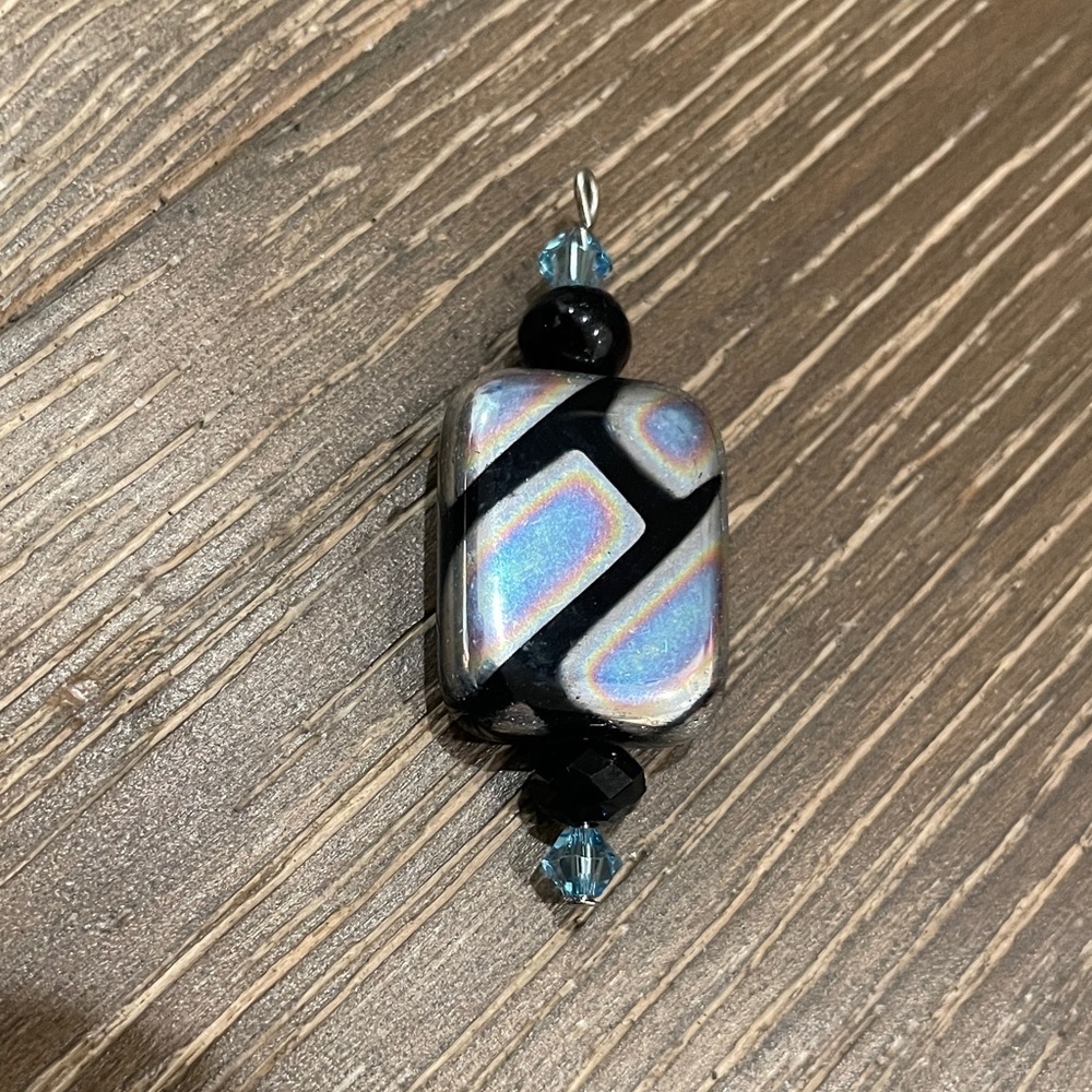 Iridescent Black and Blue Geometric pendant